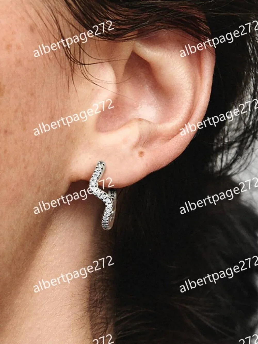 Sparkling Wave Hoop Earrings